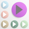 play badge color set. Simple glyph, flat vector of web icons for ui and ux, website or mobile application Royalty Free Stock Photo