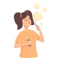 Play blowing bubbles icon cartoon vector. Kid soap Royalty Free Stock Photo
