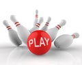 Play Bowling Indicates Free Time And Activity 3d Rendering