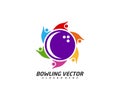 Play Bowling logo template design vector, Illustration, Creative symbol, Icon