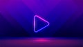 Play button on abstract purple and blue background. Multimedia, audio, video, cinema, music abstract background with