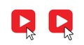 Play button click cursor icon. Streaming video ui element Royalty Free Stock Photo