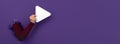 Play button in hand panoramic Royalty Free Stock Photo
