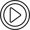 Play button icon in circular outline, minimal black and white media control symbol for Royalty Free Stock Photo