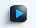 Play Button Icon on Dark Square Background for App or Ui Design Royalty Free Stock Photo