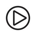 Play button icon linear logo mark in black and white Royalty Free Stock Photo