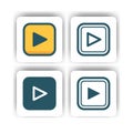 Play button icon for mobile, web, and presentation with flat color vector illustrator