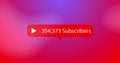 Play button icon, subscribers text and increasing numbers on speech bubble against red background Royalty Free Stock Photo