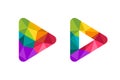 Play button made in colorful low poly design