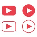 Play button red color. Play tv video button icon vector eps10.