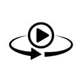 Play button rotation icon. 360 degree rotation. Vector video play button. Royalty Free Stock Photo