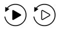 Play button set icons, playback button signs, restart video audio player navigate symbol, reset replay symbol - vector