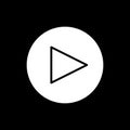Play button. vector icon in linear style isolated on black. Audio or video icon. Royalty Free Stock Photo