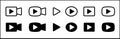 Play button vector icon set. Multimedia music and camera plays buttons collections. Video cinema and audio illustration