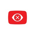 Play button, video icon, logo symbol red banner, flat vector, social media sign, mobile app, web video mark vector