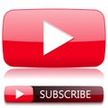 Play button for video player and a button to subscribe