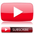 Play button for video player and a button to subscribe