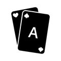 Play Card Black Silhouette Icon. Casino Game Card Deck Glyph Pictogram. Playing Bridge Black Jack Royal Poker Flat Royalty Free Stock Photo
