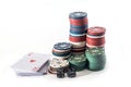 Play card with poker chips Royalty Free Stock Photo