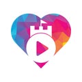 Play castle heart shape concept logo design.