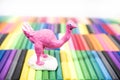 Play clay Animals. Ostrich on colored background Royalty Free Stock Photo