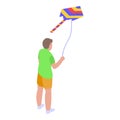 Play colorful kite icon, isometric style