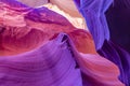Play of colors and shapes layered fire waves in a sandy labyrinth in Lower Antelope Canyon in Page Arizona Royalty Free Stock Photo