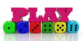 Play concept on colorful dices Royalty Free Stock Photo