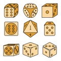 Play dice icons set vector color