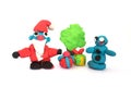 Play doh sculpture of Santa Claus on white background Royalty Free Stock Photo