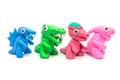 Play doh Tyrannosaurus Spinosaurus Pachycephalosaurus Parasaurolophus on white background