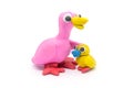 Play dough Duck mather and son on white background Royalty Free Stock Photo
