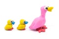 Play dough Duck mather and son on white background Royalty Free Stock Photo