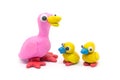Play dough Duck mather and son on white background Royalty Free Stock Photo