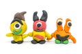 Play dough group monsters on white background Royalty Free Stock Photo