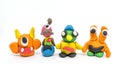 Play dough group monsters on white background Royalty Free Stock Photo