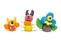 Play dough group monsters on white background Royalty Free Stock Photo