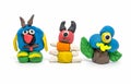 Play dough group monsters on white background Royalty Free Stock Photo