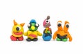 Play dough group monsters on white background Royalty Free Stock Photo