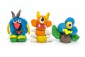 Play dough group monsters on white background Royalty Free Stock Photo
