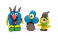 Play dough group monsters on white background Royalty Free Stock Photo