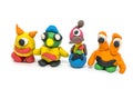 Play dough group monsters on white background Royalty Free Stock Photo