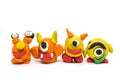 Play dough group monsters on white background Royalty Free Stock Photo