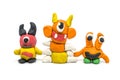 Play dough group monsters on white background Royalty Free Stock Photo