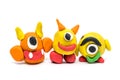 Play dough group monsters on white background Royalty Free Stock Photo
