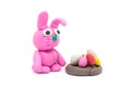 Play dough rabbit on white background Royalty Free Stock Photo