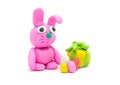 Play dough rabbit on white background Royalty Free Stock Photo