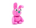 Play dough rabbit on white background Royalty Free Stock Photo