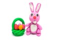 Play dough rabbit on white background Royalty Free Stock Photo