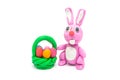 Play dough rabbit on white background Royalty Free Stock Photo